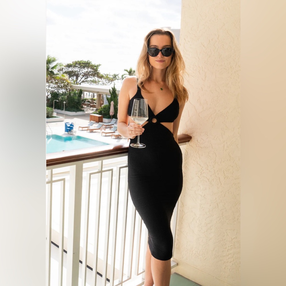 Kenny Flowers Black Midi Cutout Dress